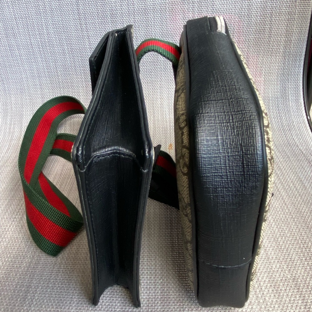 Gucci Black and Cream Belt Bag with Red and Green Strap - Picture 7 of 14